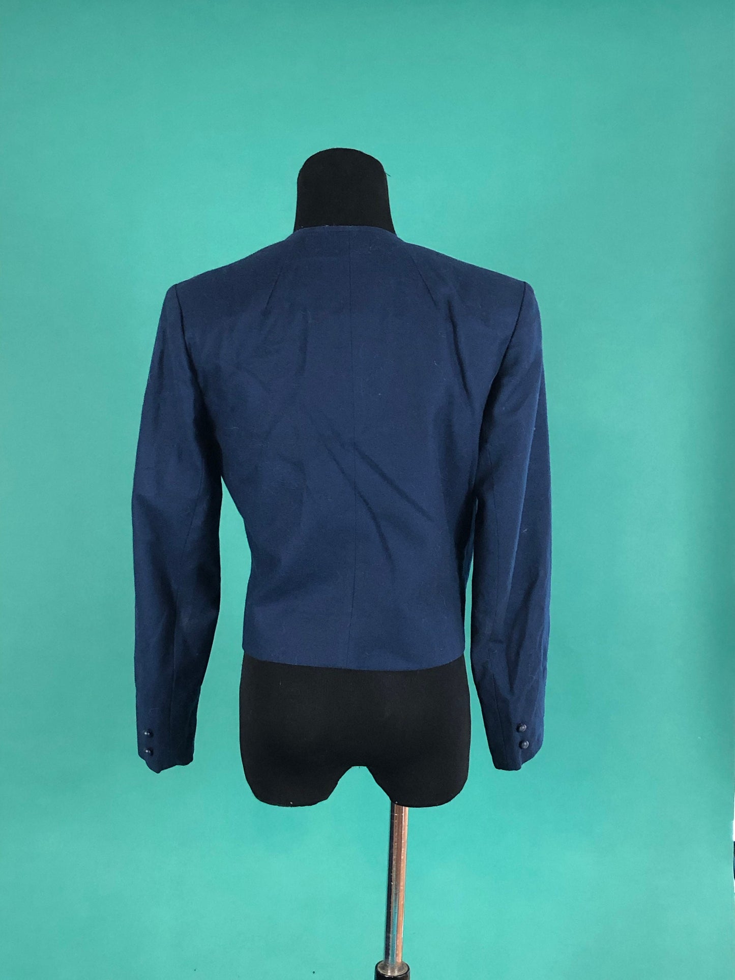 Navy Blue Cropped Button Up Vintage 80s 90s Cropped Pendleton Bolero Jacket size Small