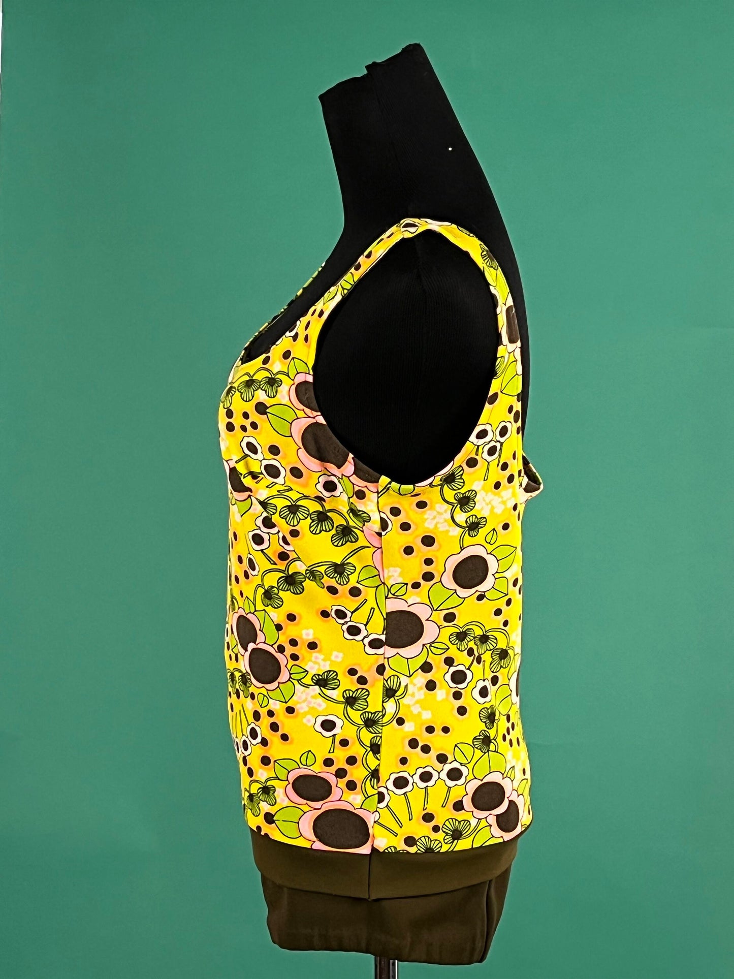 Bright Hippie Flower Vintage 60s High Waisted Two Piece Swimsuit size Small