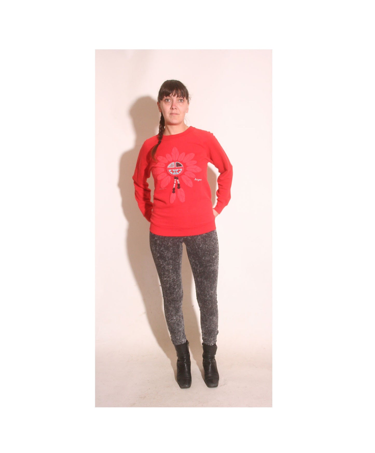 Vintage 90s fitted native american feathers southwestern arizona sweatshirt size xs/s