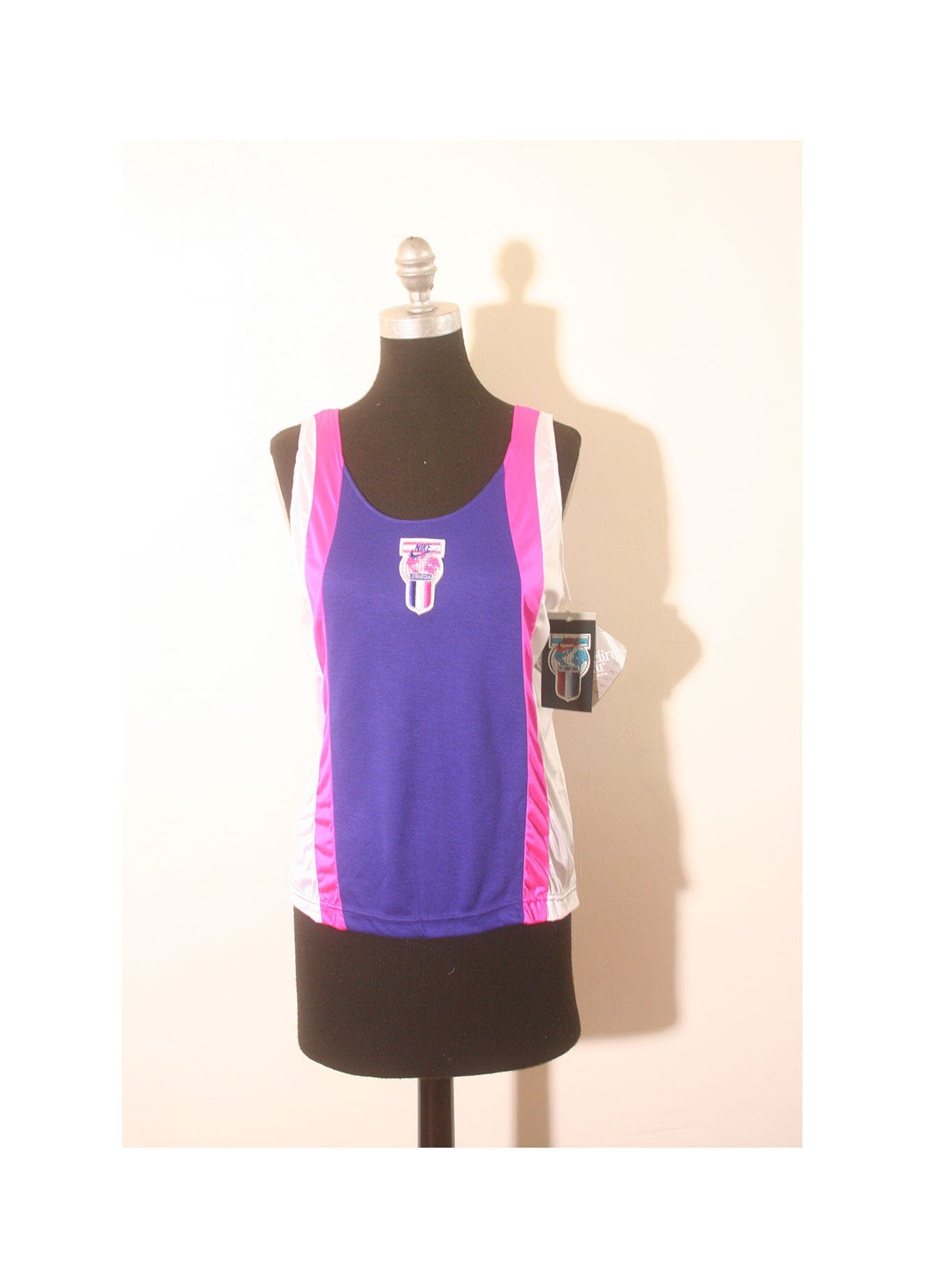 Vintage Nike Shirt 80s Sheer Tank Top International Dead Stock Women's Marathon Athletic Track Sports Tee SWOOSH Running Ultra Violet Medium