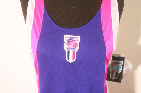 Vintage Nike Shirt 80s Sheer Tank Top International Dead Stock Women's Marathon Athletic Track Sports Tee SWOOSH Running Ultra Violet Medium