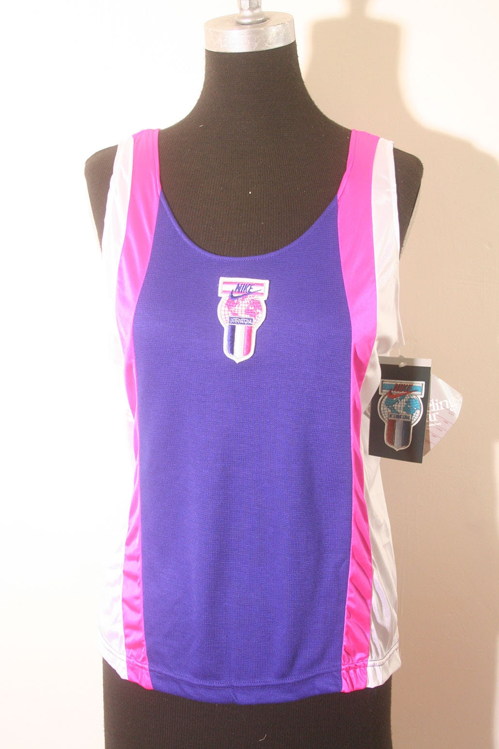 Vintage Nike Shirt 80s Sheer Tank Top International Dead Stock Women's Marathon Athletic Track Sports Tee SWOOSH Running Ultra Violet Medium