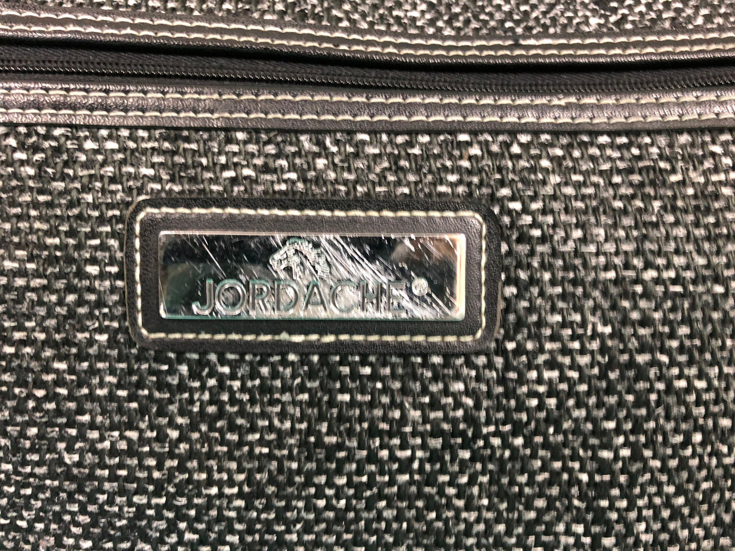 VIntage 1980s 80s Peppered Medium Size Tweed Travel Carry on Shoulder Luggage Bag