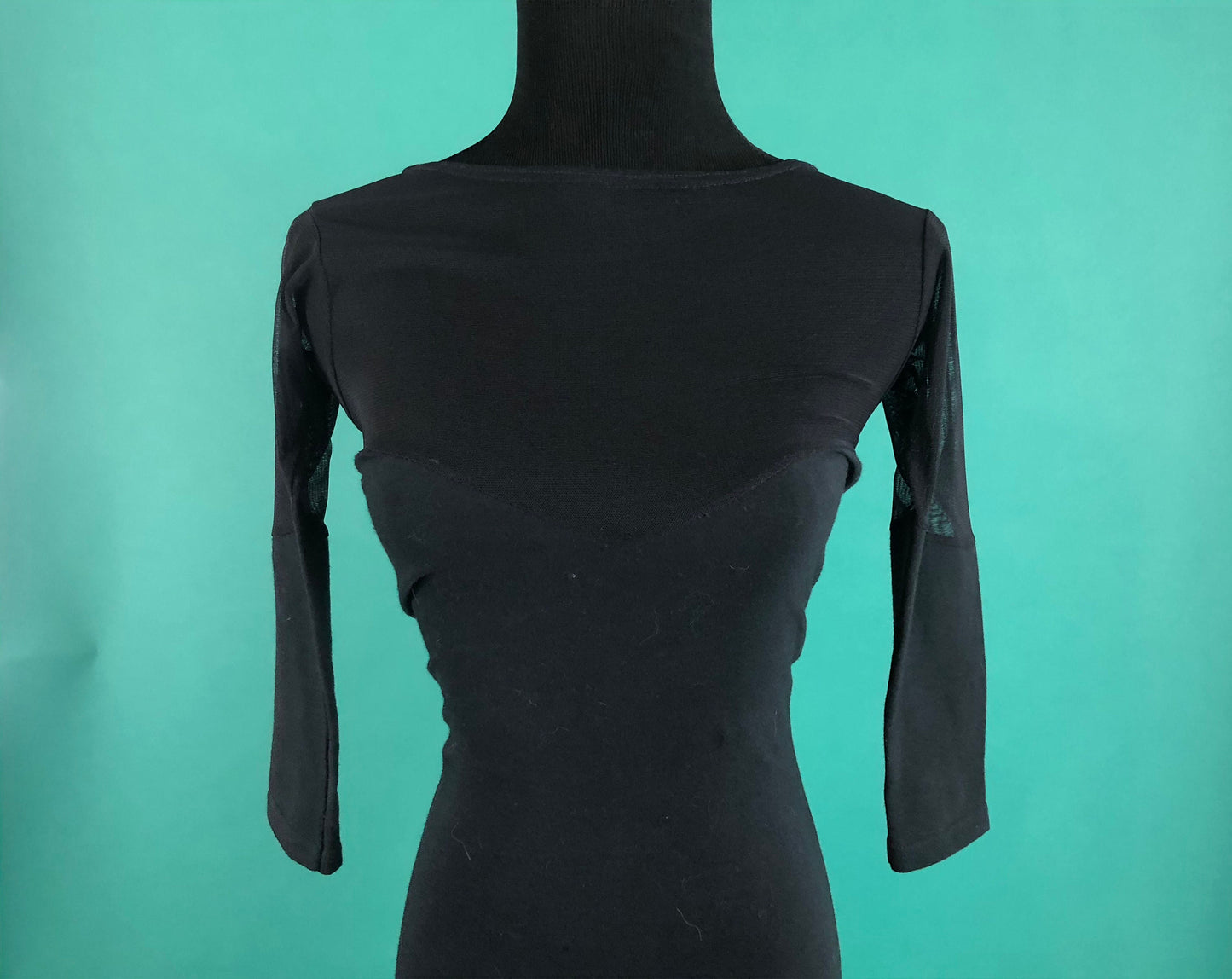 Black Cutout Sheer Sweetheart Dress Vintage 90s Bodycon Fly Girl Long Sleeve Silhouette Cocktail Party Dress size XXS