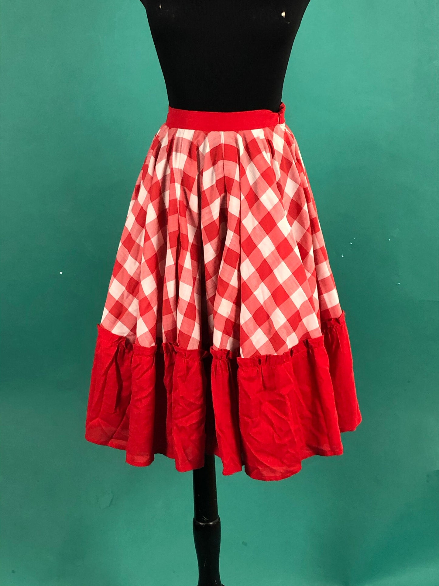 80s Picnic Plaid Tulle  Square Dance Costume Skirt