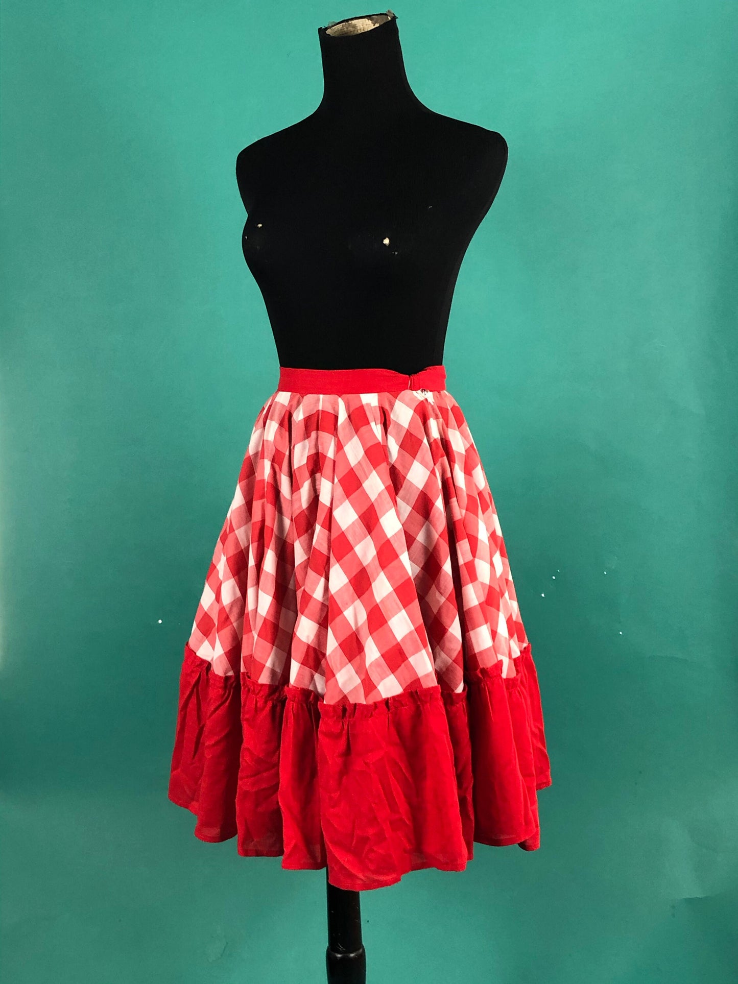 80s Picnic Plaid Tulle  Square Dance Costume Skirt