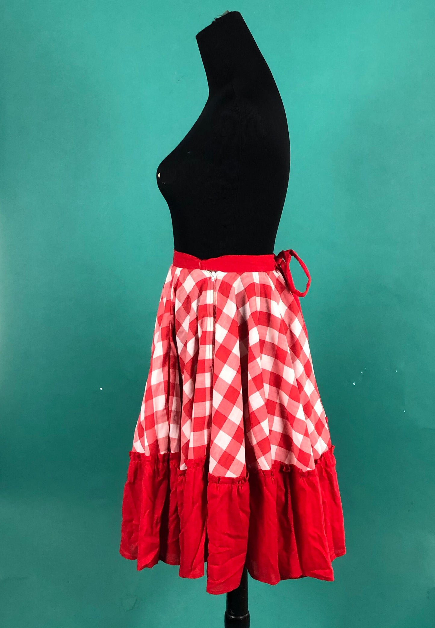 80s Picnic Plaid Tulle  Square Dance Costume Skirt