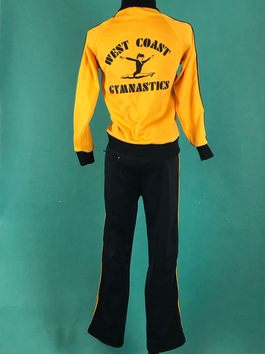 Gymnastic Warm Up Vintage 70s Two Piece Track Athletic Suit Jacket and Pants Kill Bill Costume Idea size Small