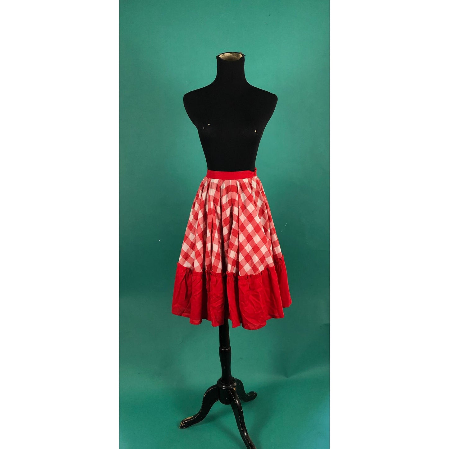 80s Picnic Plaid Tulle  Square Dance Costume Skirt