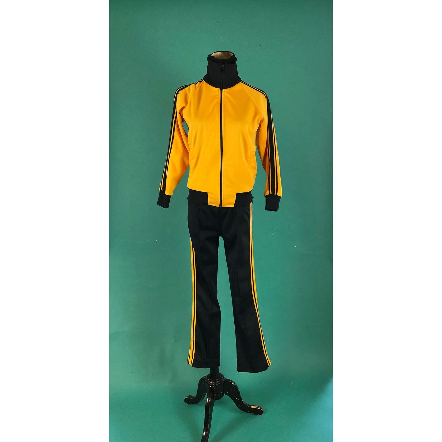 Gymnastic Warm Up Vintage 70s Two Piece Track Athletic Suit Jacket and Pants Kill Bill Costume Idea size Small