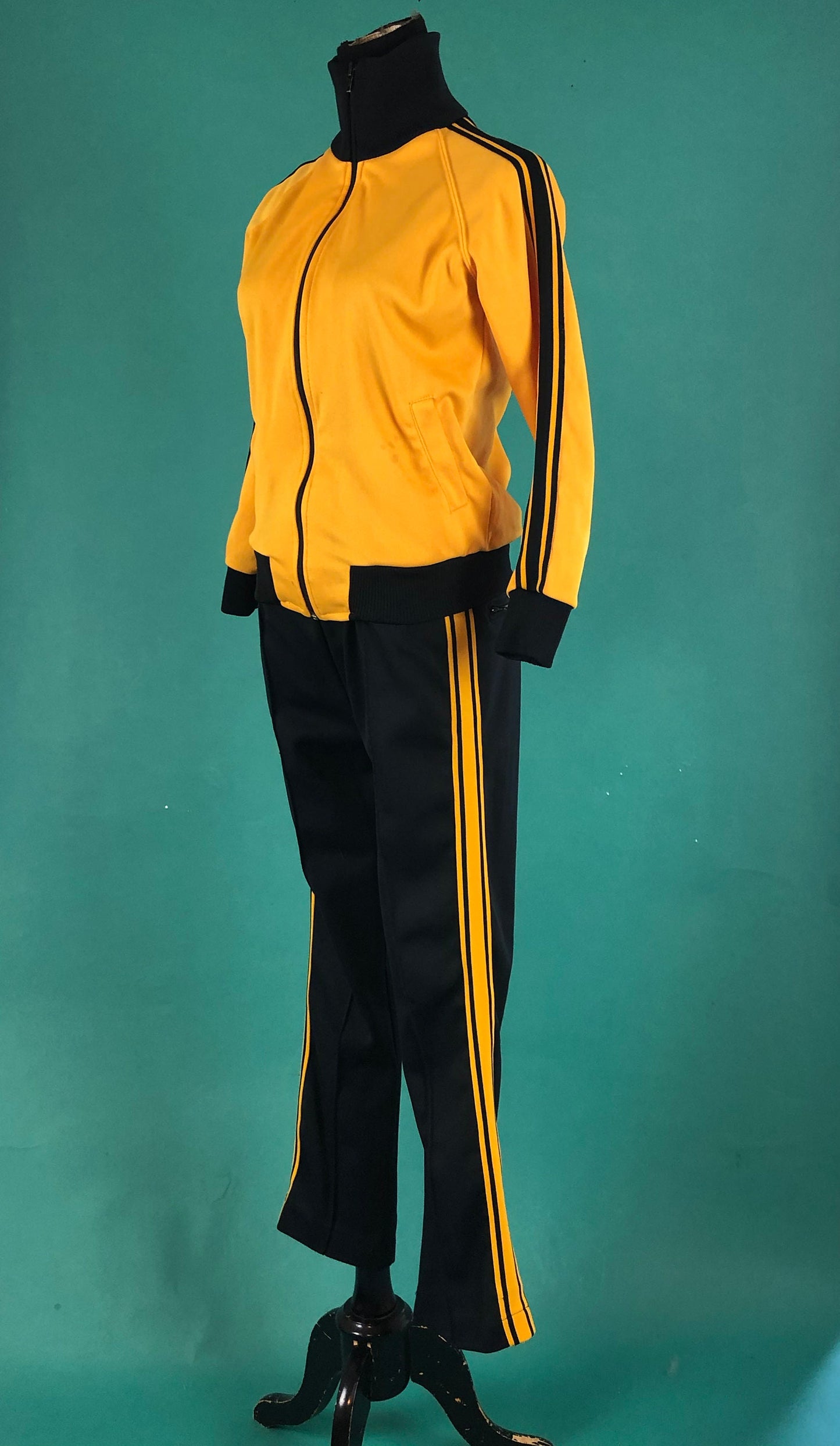 Gymnastic Warm Up Vintage 70s Two Piece Track Athletic Suit Jacket and Pants Kill Bill Costume Idea size Small