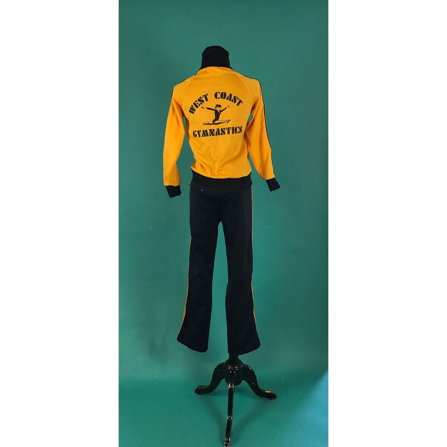 Gymnastic Warm Up Vintage 70s Two Piece Track Athletic Suit Jacket and Pants Kill Bill Costume Idea size Small