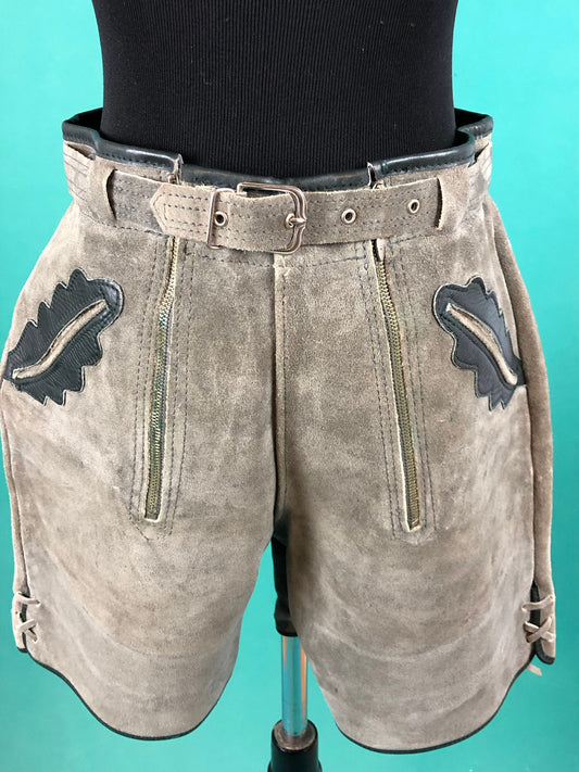 70s Oktoberfest German Lederhosen Shorts- Medium