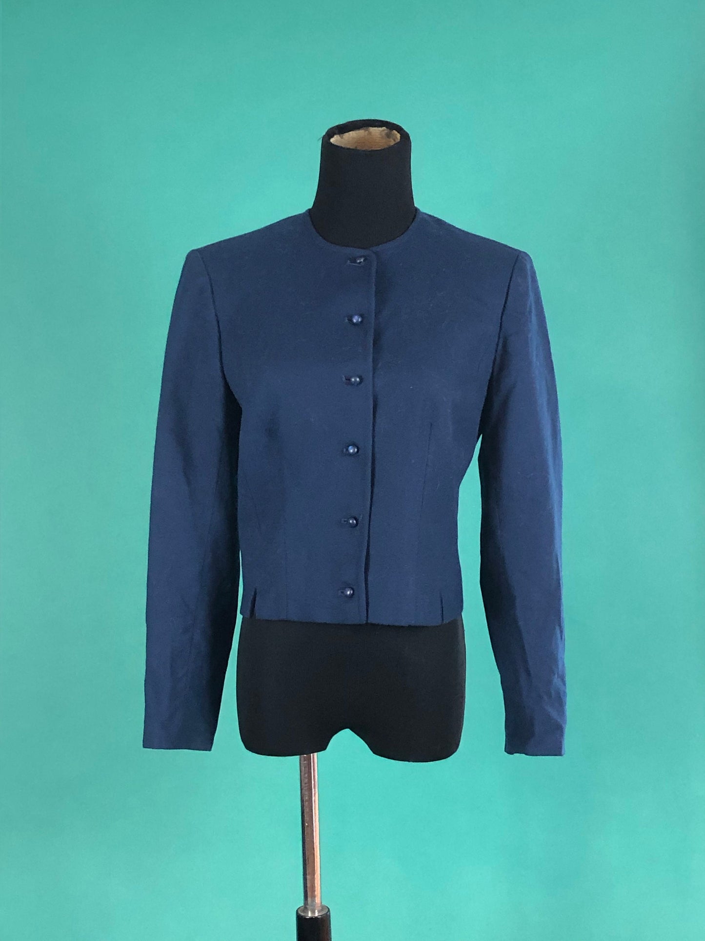 Navy Blue Cropped Button Up Vintage 80s 90s Cropped Pendleton Bolero Jacket size Small