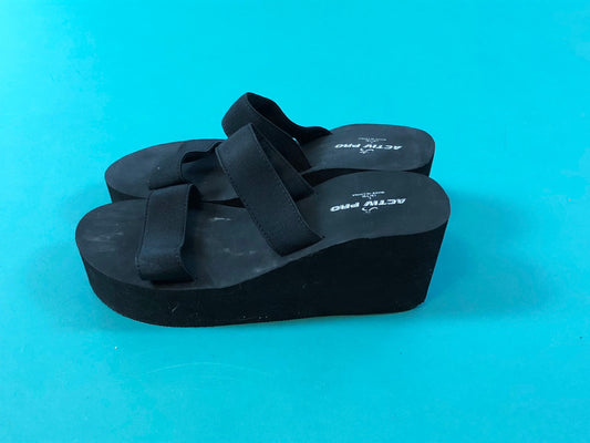 Black Foam Y2K  Double Strap Strappy Vintage 90s Platform Wedge Activ Pro Raver Sandals size 9 10 Large