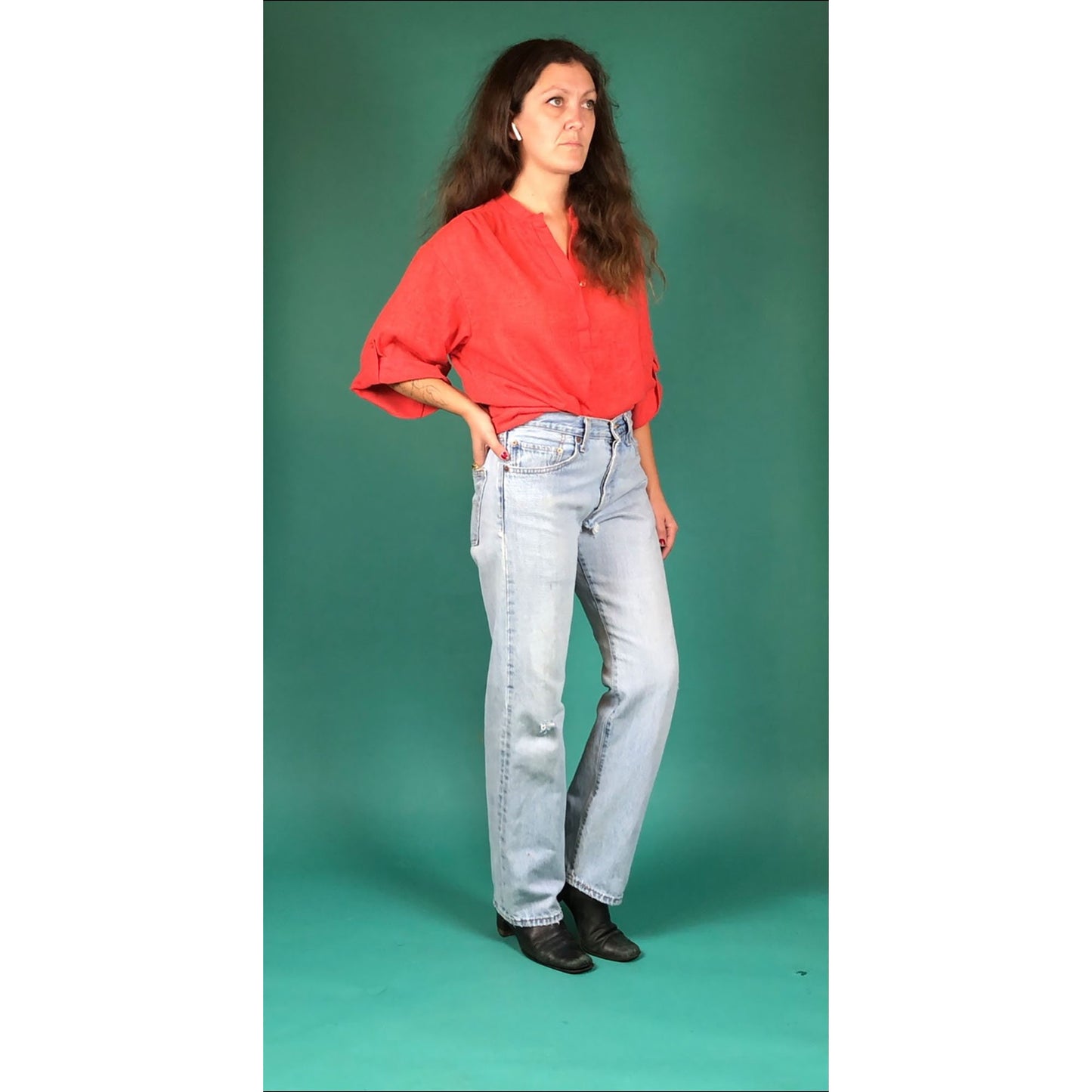 Light Wash Levi 501s Thrashed Made in USA Vintage 90s Relaxed Boyfriend Low Rise Grunge Denim Jeans 31 Waist