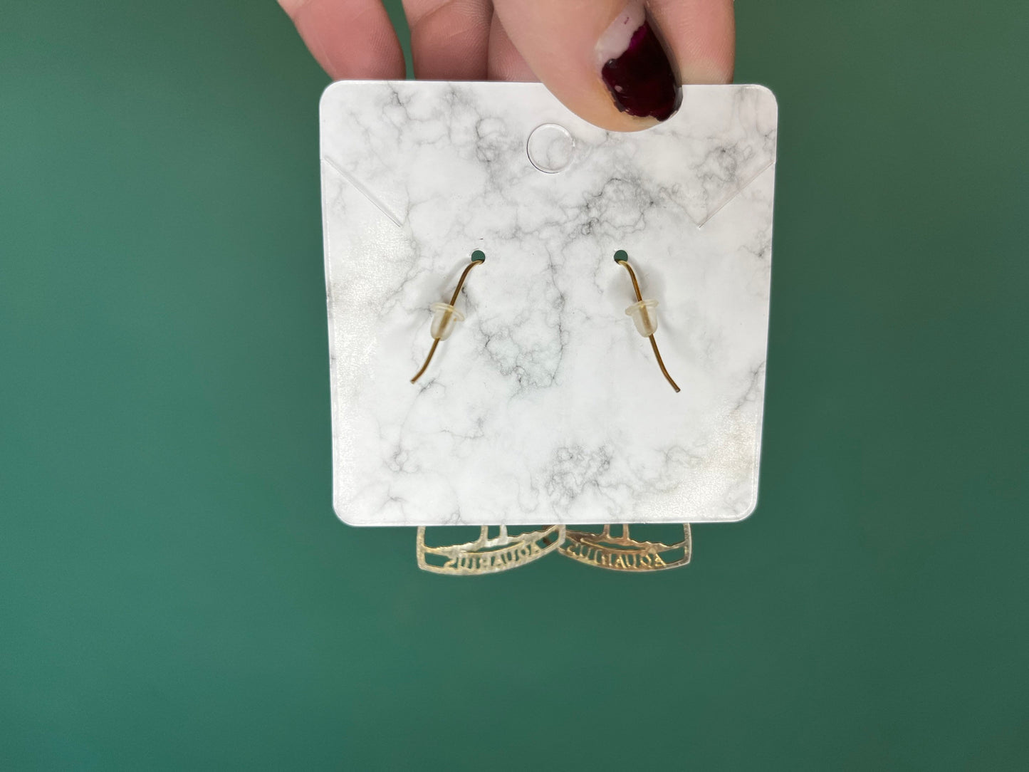 Metal Gold 70s Vintage Zodiac Aquarius Dangle Hook Earrings