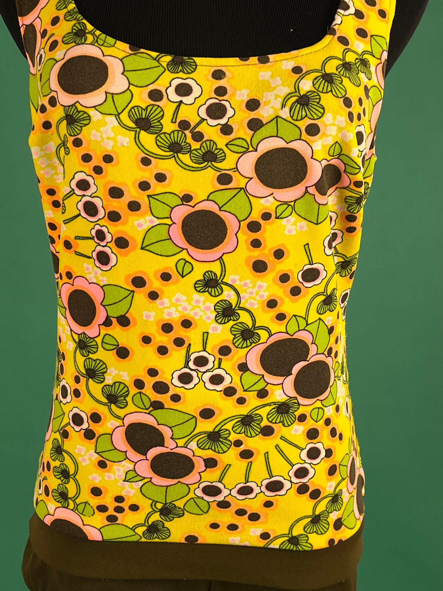 Bright Hippie Flower Vintage 60s High Waisted Two Piece Swimsuit size Small