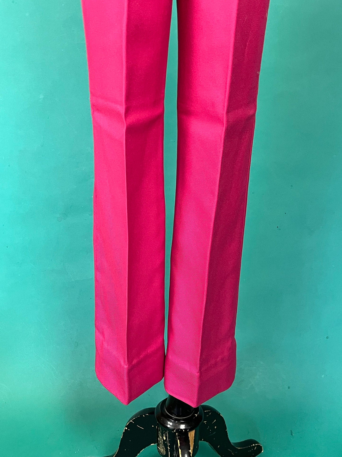 60s Hot Pink High Waist Pleat Triangle Belt Loop Dress Trouser pants size 7/8 XXS