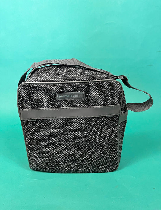 Vintage 80s Peppered Gray Pierre Cardin Shoulder Travel Overnight Tote Bag