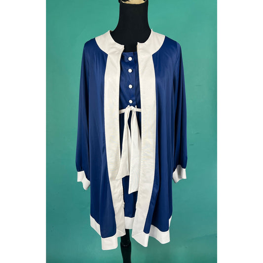 Vintage 60s Navy and White Stripe Two Piece Matching Navy Sailor Gossard Artemis Mod Colorblock Nighty Intimate Outfit size Medium