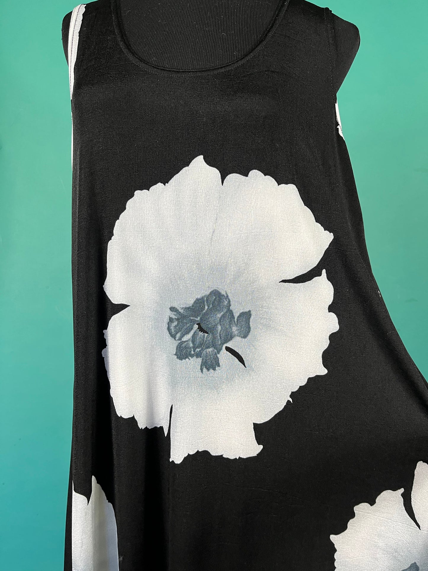 Vintage 90s Big Flower A Line Stretch Summer Tank Parachute Jostar Dress Size Large