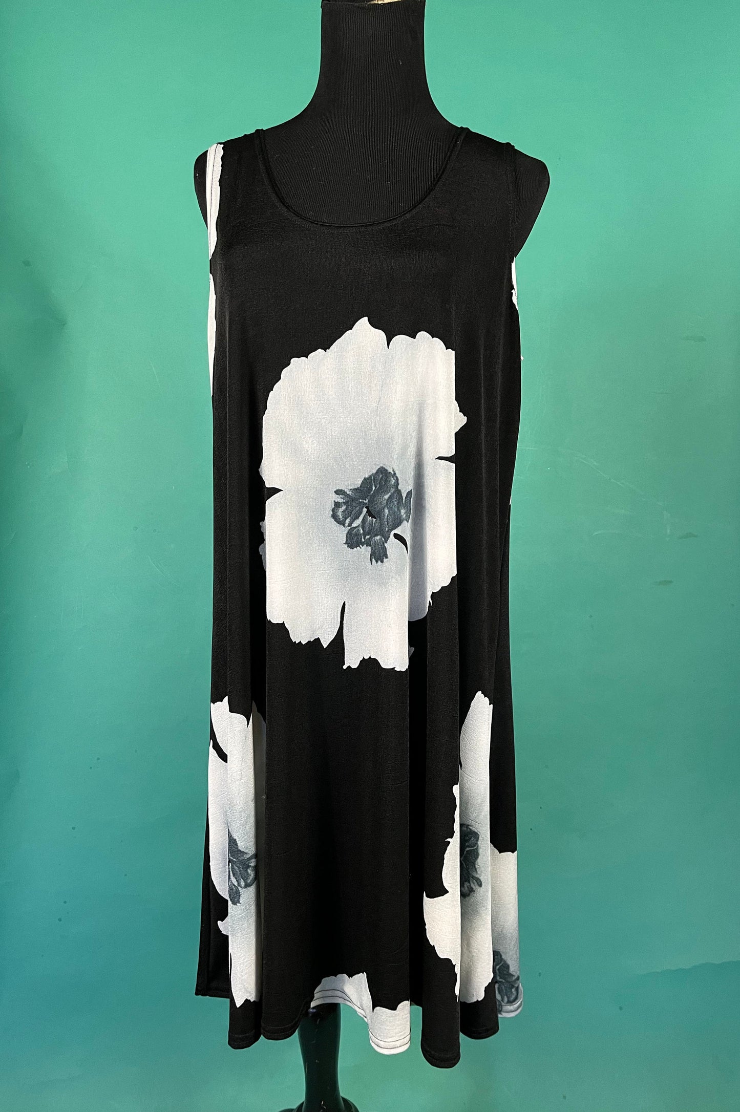 Vintage 90s Big Flower A Line Stretch Summer Tank Parachute Jostar Dress Size Large