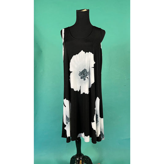 Vintage 90s Big Flower A Line Stretch Summer Tank Parachute Jostar Dress Size Large