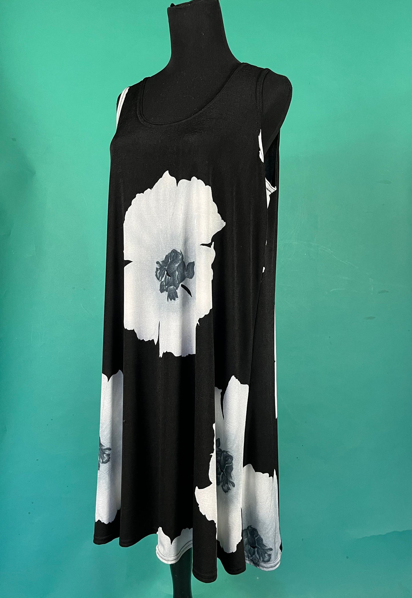 Vintage 90s Big Flower A Line Stretch Summer Tank Parachute Jostar Dress Size Large