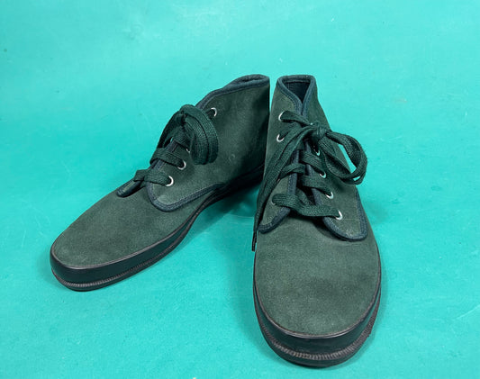 Vintage 80s Forest Green Microsuede Lace Up Classique High Top Casual Sneakers size 7 and a half